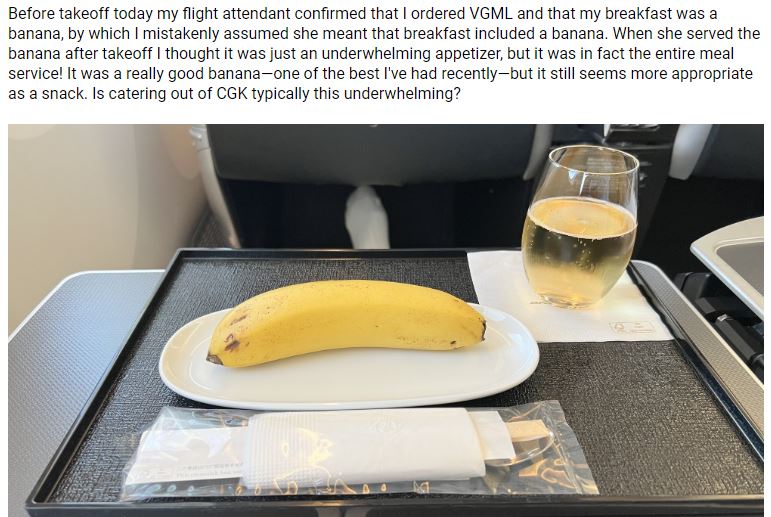 banana in-flight meal